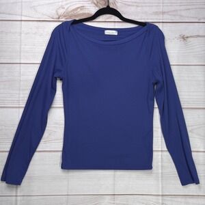 Frankee & Skylarr Womens Basic Long Sleeve Boat Neck Top Royal Blue Size L